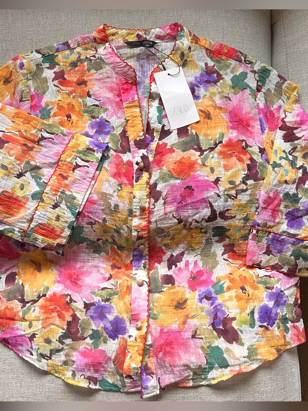Zara Multicolor Floral Button-Down Shirt